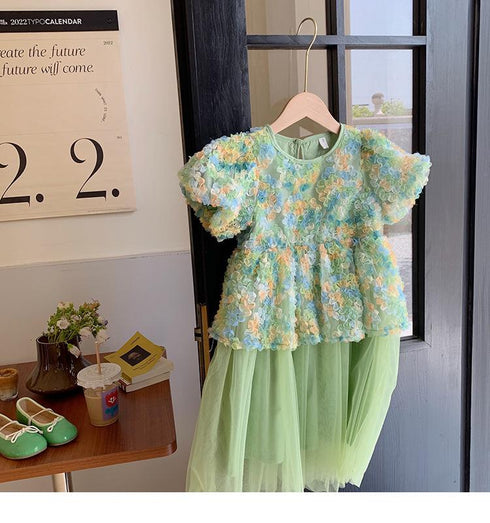 Children's Gauze Patchwork Puffy Princess Skirt